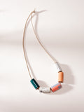 Ceramic Bead Necklace - Teal/Coral