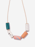 Ceramic Bead Necklace - Teal/Coral