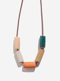 Ceramic Bead Necklace - Teal/Natural