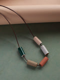 Ceramic Bead Necklace - Teal/Natural