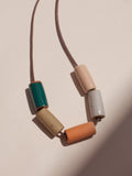 Ceramic Bead Necklace - Teal/Natural
